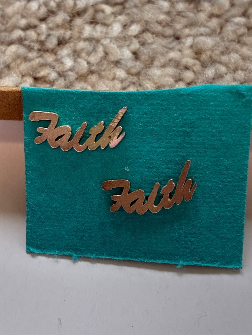 Faith Script Earrings in Silver Tone
